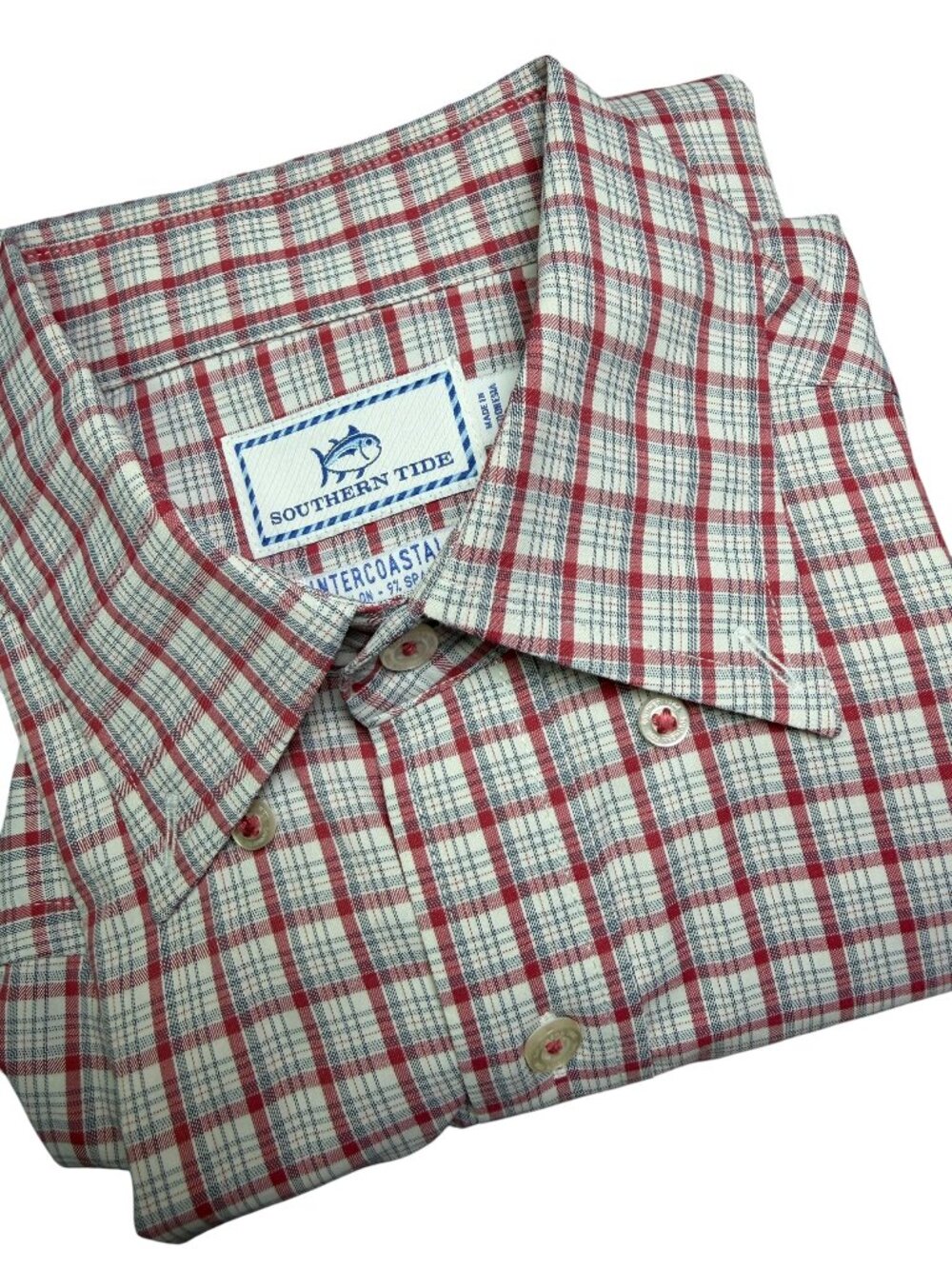 Southern Tide Intercoastal Plaid Button Down Cotton Blend Shirt Coastal Preppy